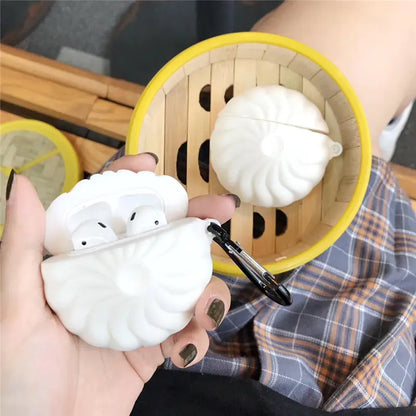 Creative 3D Dumpling AirPods Case with Keychain