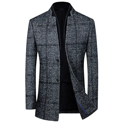 Elegant Plaid Wool Coat