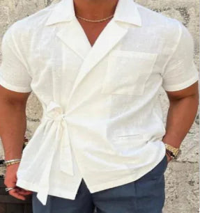 Men's Casual Linen Lace Shirt