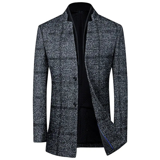 Elegant Plaid Wool Coat