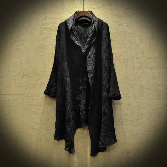 Translucent Linen Gothic Long Coat for Men